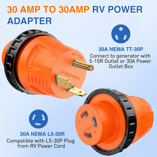 30Amp Male to 30Amp Twist Lock Female RV Power Adapter Nilight