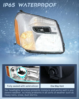 Headlight Assembly Compatible with 2005-2009 Chevy Equinox | 2005-2009 Chevy Equinox SUV OE Style Replacement Headlights Chrome Housing Amber Reflector Headlamp