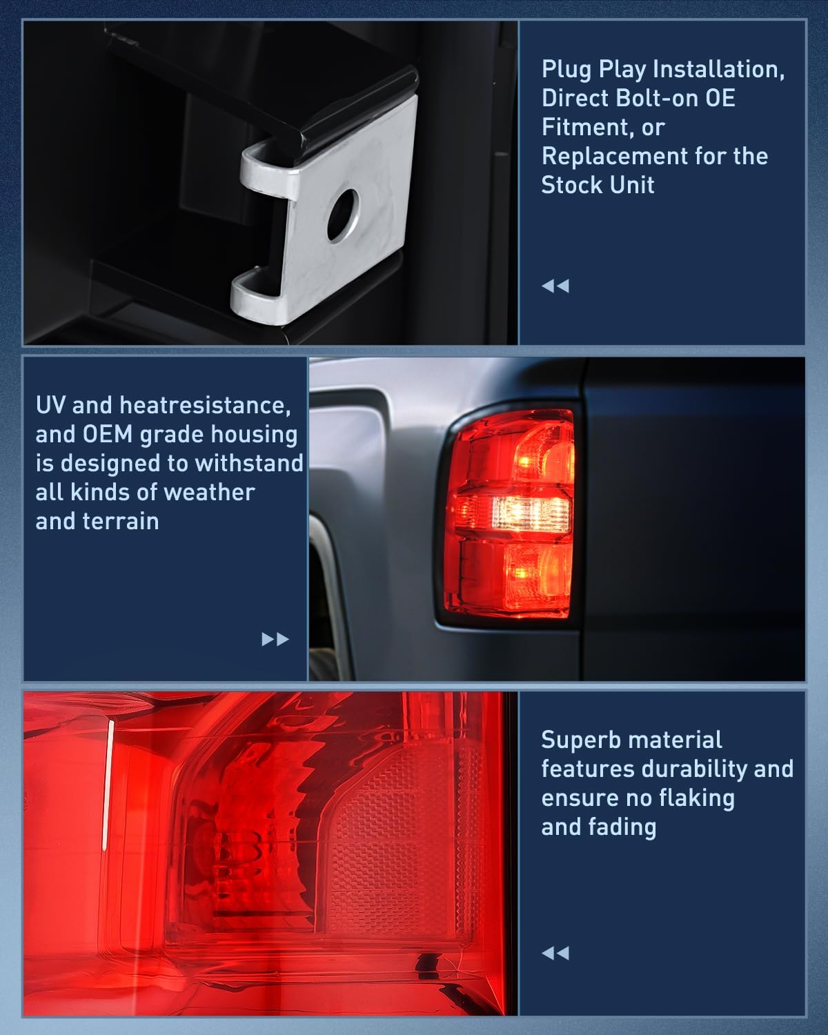 Taillight Assembly Compatible with 2014 2015 GMC Sierra 1500 | 2015 GMC Sierra 2500HD 3500HD Tail Light OE Style Rear Lamp Replacement Driver Side