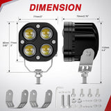 7/8 Inch Handlebar LED Light Pods 3 Inch White Amber Dual Color | 2 PCS 40 W Spot Beam Driving Fog Auxiliary Offroad Lamp with 16AWG Wiring Harness Kit for 12V Motorcycle Motorbike Dirt Bike