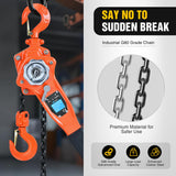 3/4 Ton 1650 lbs Manual Lever Chain Hoist G80 Galvanized Carbon Steel with Weston Double-Pawl Brake Auto Chain Leading & 360° Rotation Hook for Garage Factory Dock