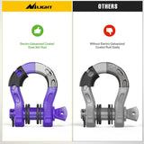 Mega D-Ring Shackles, 3/4 Inch Heavy Duty Recovery Tow Shackle | 7/8 Inch Screw Pin & isolator, 2Pcs Purple, 68,000 lbs Break Strength(17,000 lb WLL), Forged Steel, Off-Road Recovery