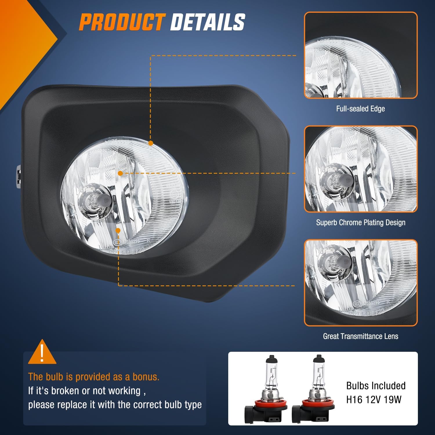 2016-2023 Toyota Tacoma SR SR5 Fog Light Assembly Clear Lens Nilight