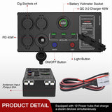 Mini Power Box 12V 24V DC Compact Design Distribution Box Plug & Play Multi Ports -2 Anderson, 3 USB, 3 USB-C, 4 Cig Sockets Perfect for Outdoors Camping Fishing RV 4Wd Caravans Emergency