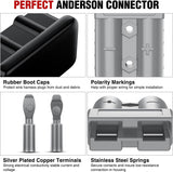 Anderson Connector 50AMP 10AWG Anderson Plug 12V-36V Battery Quick Connect/Disconnect Wire Harness Plugs Connectors Kit for 10 Gauge Cables Car Marine Trailer Towing Winch Motor, 8 Pack Grey