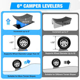 RV Leveling Ramp, Curved Camper Leveler up to 6 Inch Lift, Raised Tire Change Ramp, Tandem Wheel Aid for Dual Axle Trailers, 1 Pack