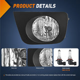 Fog Lights Assembly Compatible with 2006 2007 2008 2009 Toyota 4runner Left Driver and Right Passenger Side Clear Lens w/9006 12V 51W Bulbs