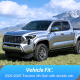 Window Visors for 2024-2025 Toyota Tacoma Double Cab 4th Gen | Tape-On Rain Guards Outside Mount Vent Visors Window Deflectors Smoke Tint, 4PCS