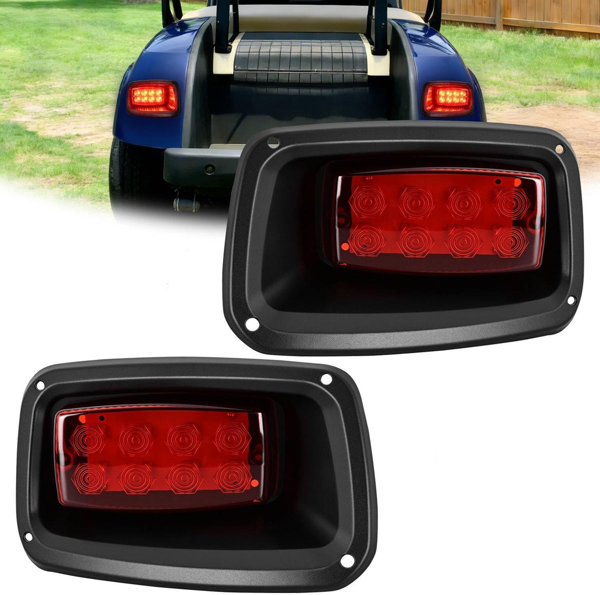Golf Cart LED Taillights 2PCS 12V Stop Brake Turn Signals EZGO TXT | High Brightness Waterproof Plug and Play Design Running Light Upgrade Easy Installation for 1996-2013 EZGO TXT Electric Carts