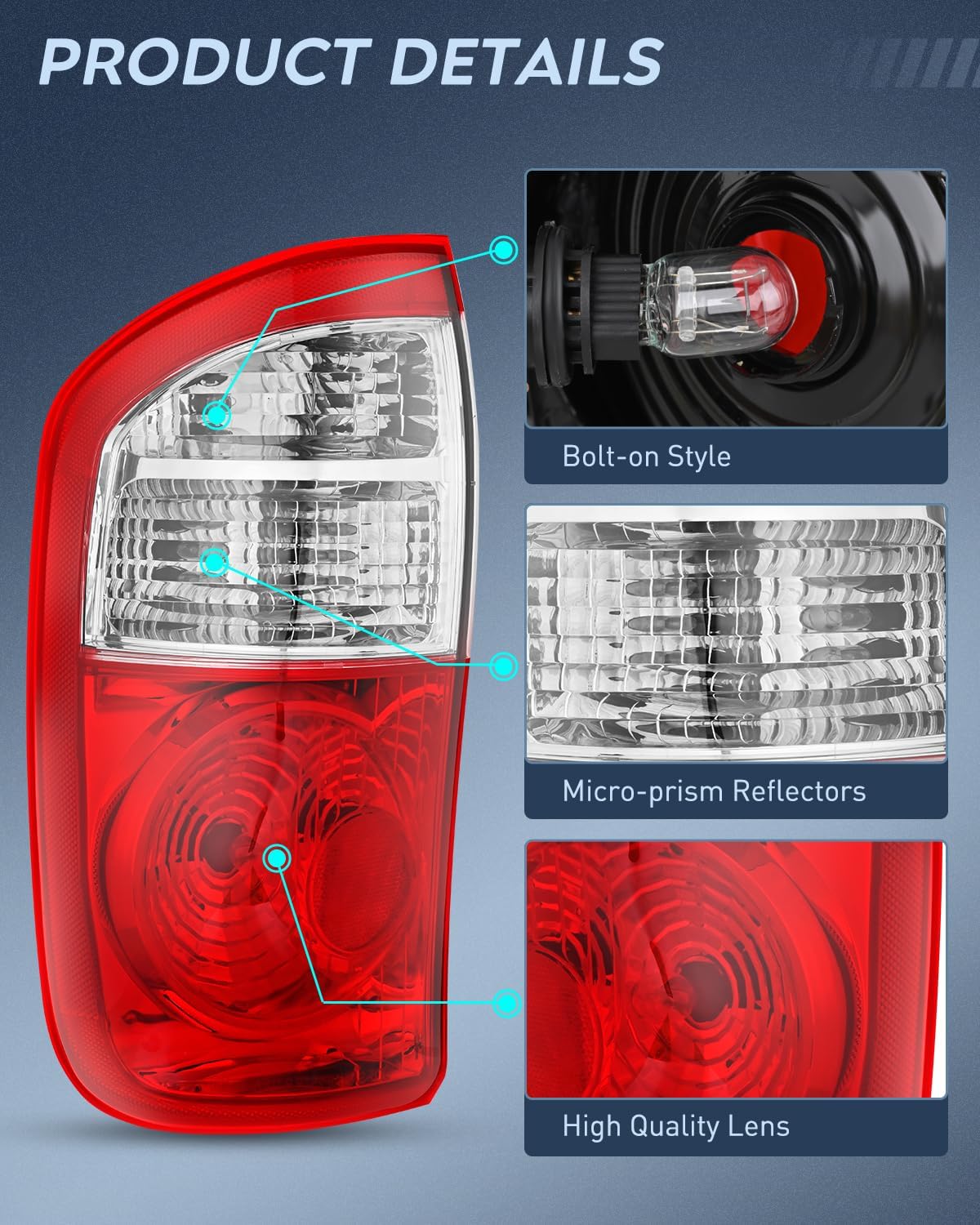 Taillight Assembly Compatible with 2004 2005 2006 Toyota Tundra 4 Door Double Cab and Crew Cab Tail Light OE Style Rear Lamp Replacement Driver Side