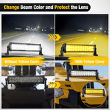 13.5 Inch Spot Flood Combo LED Light Bar Yellow Cover | Protective Durable Polycarbonate Lens, Waterproof Dustproof Scratch-Proof for Side-Mounted Bumper Off Road Driving Fog Lamp