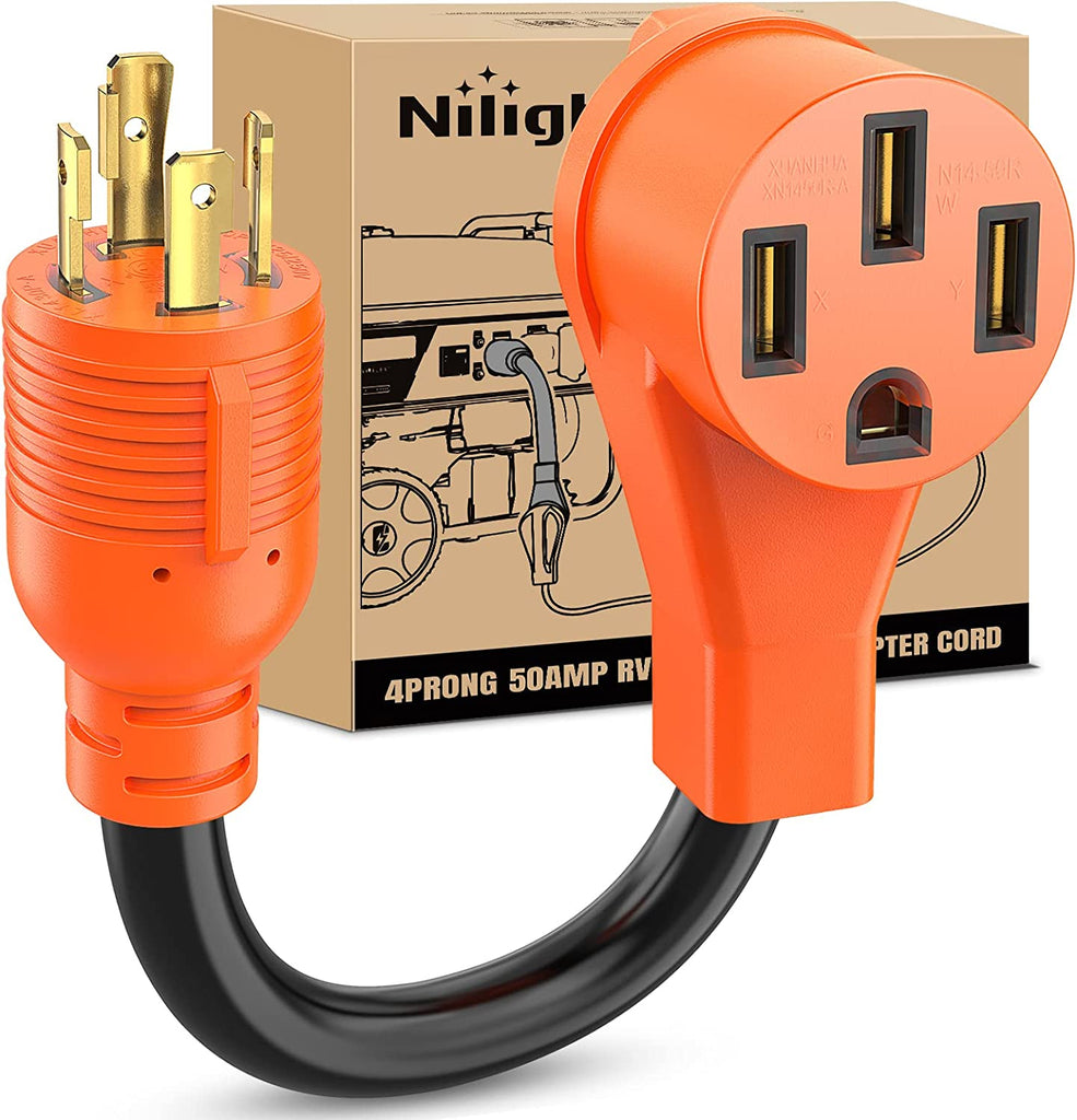 accessory Nilight RV Generator Adapter Cord 30 Amp to 50 Amp 4 Prong Pure Copper Heavy Duty Twist Lock Male Plug 6/3+8/1 Gauge Wire L14-30P to 14-50R 30M/50F for RV Camper Caravan Van Trailer, 2 Years Warranty