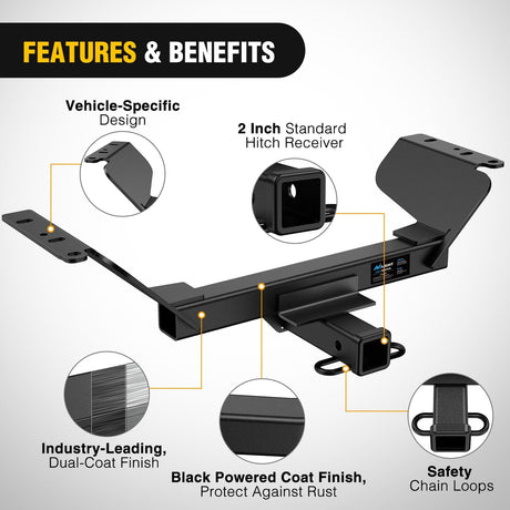 Class 3 Trailer Hitch Compatible with 2018-2026 Chevrolet Chevy Equinox (Excl.Diesel) 2018-2026 GMC Terrain (Excl.Diesel) 2 Inch Hitch Receiver fit Ball Mount Cargo Carrier Bike Rack Tow Hook