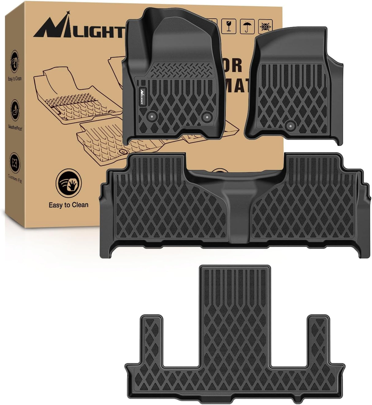 TPE Floor Mats for Chevy Tahoe GMC Yukon Denali Cadillac Escalade Bucket Seats 2021 2022 2023 2024 2025 2026 All Weather Custom Fit Heavy Duty Floor Liners