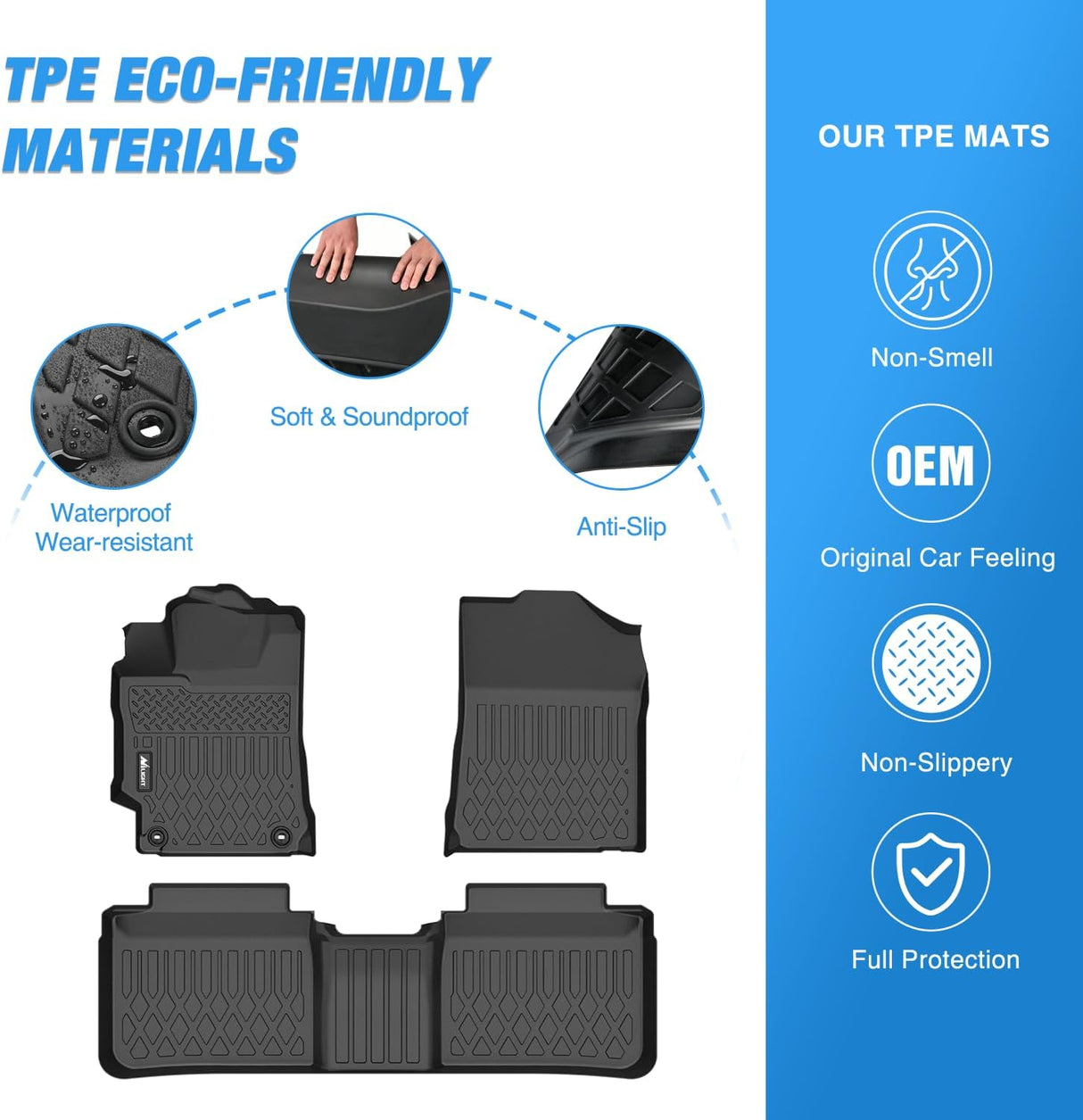 TPE Floor Mats for Toyota Camry 2015 2016 2017, All Weather Custom Fit Heavy Duty Floor Liners
