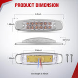 6.3 Inch Amber Rectangle Side Marker Light, White Lens, High Low Strobe | 12 LED IP67 Waterproof Chrome Bezel 12V Surface Mount Marker & Clearance Light Fits Pickup Trucks Trailers RVs Boats,10 Pack