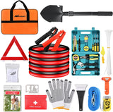 Car Emergency Kit with Jumper Cable Air Compressor Tire Repair Essential Tools First Aid Alligator Connector Electrical Kit for Travel Camping Outdoor Cars Truck SUV RV