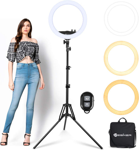 Ring Light with Tripod Stand, 14 Inch LED Ringlight Kit with Phone Holder Adjustable Color Temperature Circle Lighting, Led Photo Beauty Ring Lights for Camera for Vlog, Makeup, Video Shooting