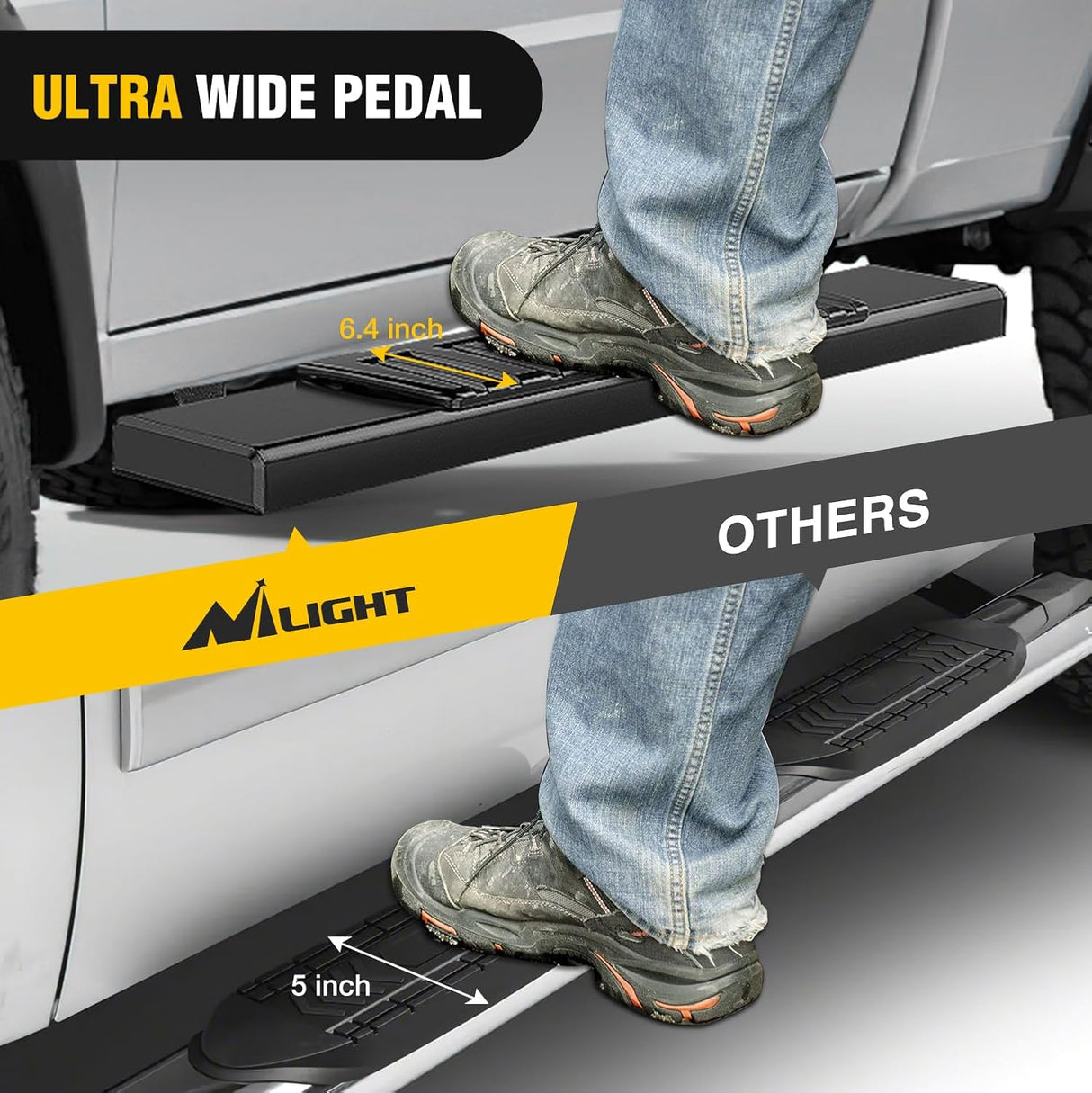 Running Boards for 2007-2018 Chevrolet Silverado GMC Sierra 1500HD 2007-2019 Chevy Silverado GMC Sierra 2500HD 3500HD Regular Standard Single Cab 6 Inch Side Step Nerf Bars Black