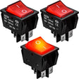 3PCS DPST Rocker Switches 12V 30A/110V 35A/125VAC Red Lighted 4 Pin 2 Position ON Off Toggle Switch KCD4 for Car Automotive Truck Boat Marine Off-Road Vehicle
