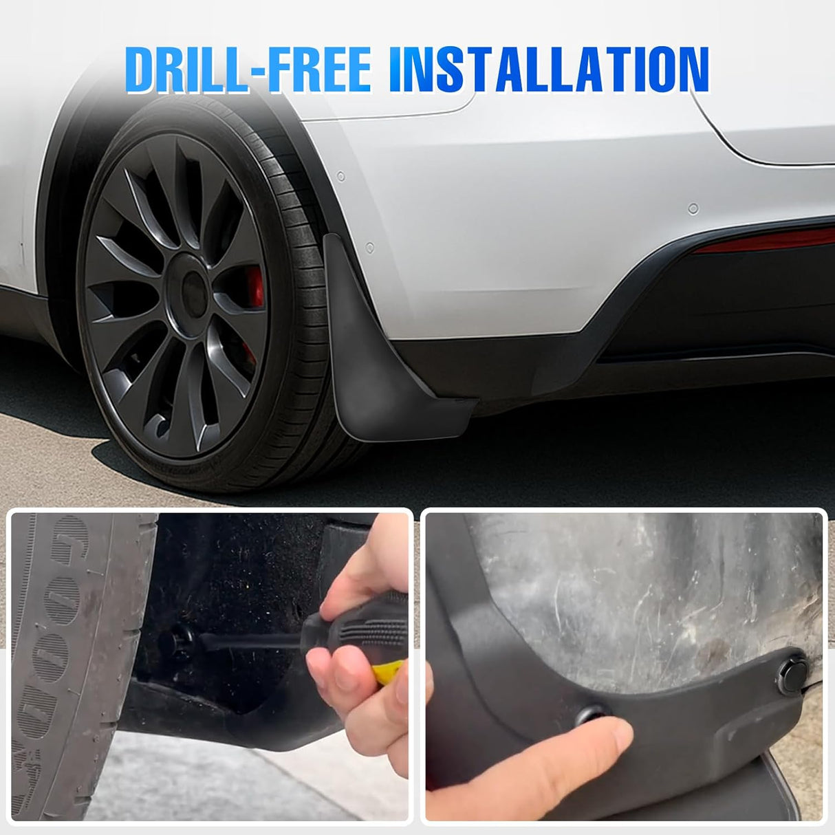 Mud Flaps for Tesla Model Y 2020 2021 2022 2023 2024 2025, No Drilling Precision Fit Exterior Accessories Heavy-Duty Splash Guards Protection, Front & Rear Set