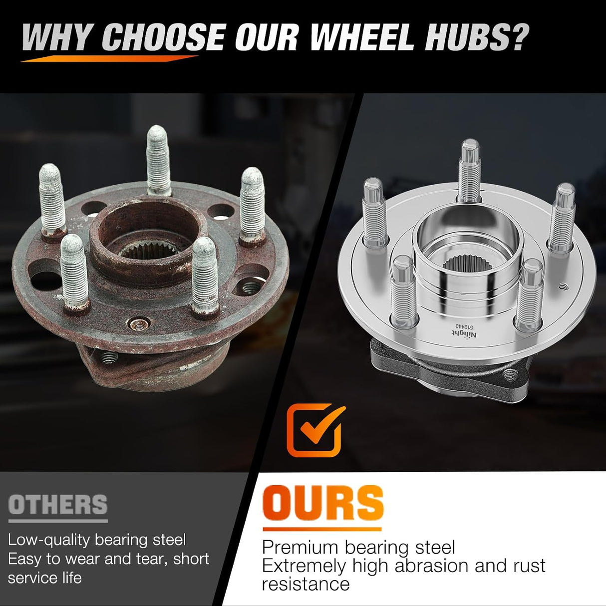 Rear Wheel Bearing and Hub Assembly for Chevy Equinox 2010 2011 2012 2013 2014 2015 2016, GMC Terrain 2010–2016, 5 Lug W/ABS 512440-2pack