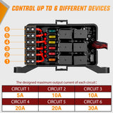 6 Gang Switch Panel Red Circuit Control Relay System with Fuse Wiring Harness Toggle Momentary Strobe Flash Modes Automatic Dimmable ON Off Pod 12V 24V for Car Truck Camper SUV