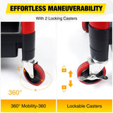 3-Tier Rolling Utility Cart with 4 Inch Swivel Wheels, Heavy-Duty Plastic Tool Cart for Auto Detailing, Garage & Workshop