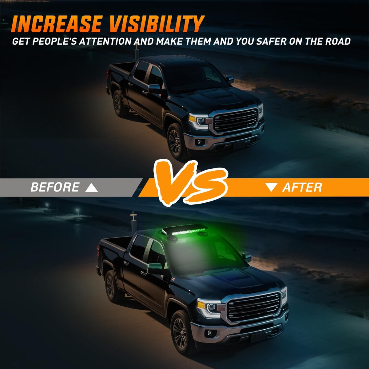 14.5 Inch 30LED Strobe Light Bar Double Side Rooftop Green White