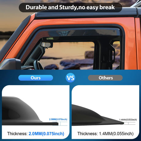Window Visor Compatible with Dodge Durango 2011-2022 2023 2024 2025 2026 in Channel Window Deflectors Sun Shades, Rain Guards Acrylic-4pcs