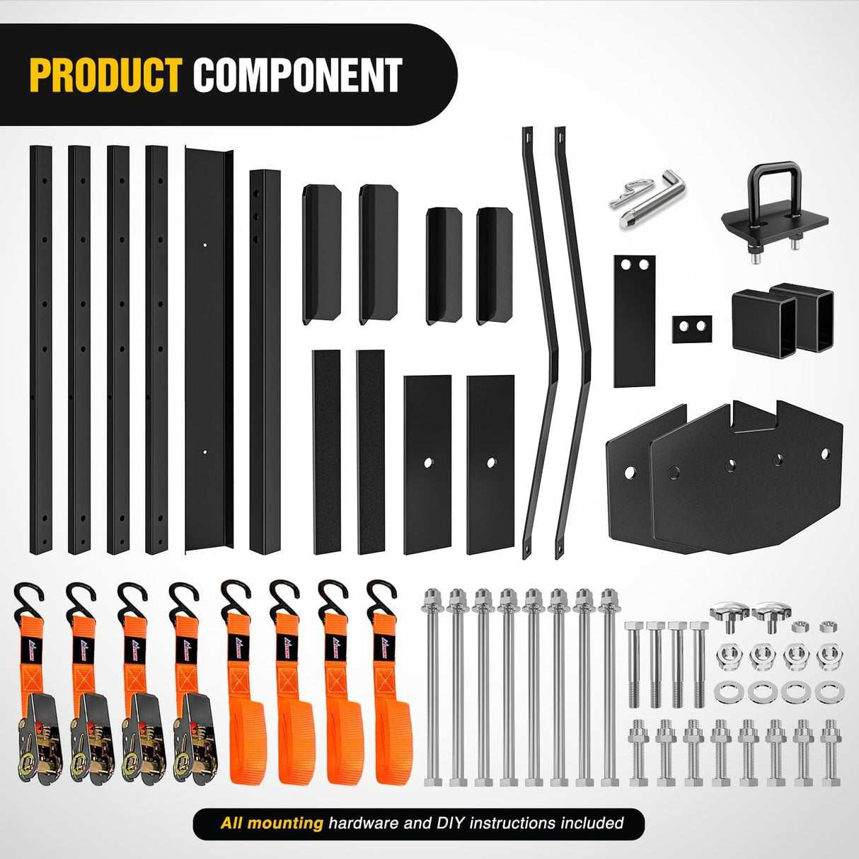 Motorcycle Hitch Carrier 600LBS, Heavy Duty Dirt Bike Hitch Hauler with 55.11 Inch Longer Ramp, Pin, Tie-Down Strap and Tightener, 2 Inch Receiver, 5 Inch Wide Tire
