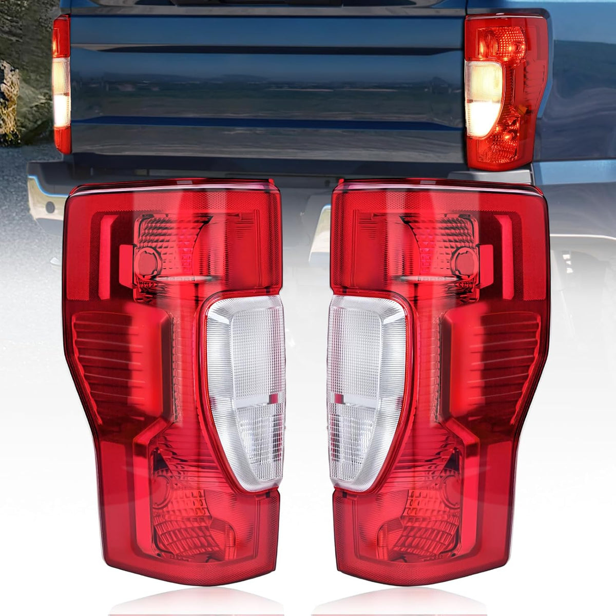 Taillight Assembly Compatible with 2020 2021 2022 Ford F250 F350 Super Duty Non Blind Spot Halogen Type Rear Tail Light Driver and Passenger Side
