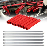 6 Inch Spark Plug Wire Heat Shield Sleeve 8PCS Red | 3002°F Boot Protector with 10 Metal Zip Ties, Replacement for LS1 LS2 SBC BBC 350 454 Car Truck