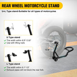 Universal Motorcycle Stand Lift 850lbs Front Rear Combo Stand Lift Stand Front Wheel Fork Stand Rear U+L Fork Swingarm Spool Stand for Most Yamaha Honda Kawasaki Suzuki Motorcycles