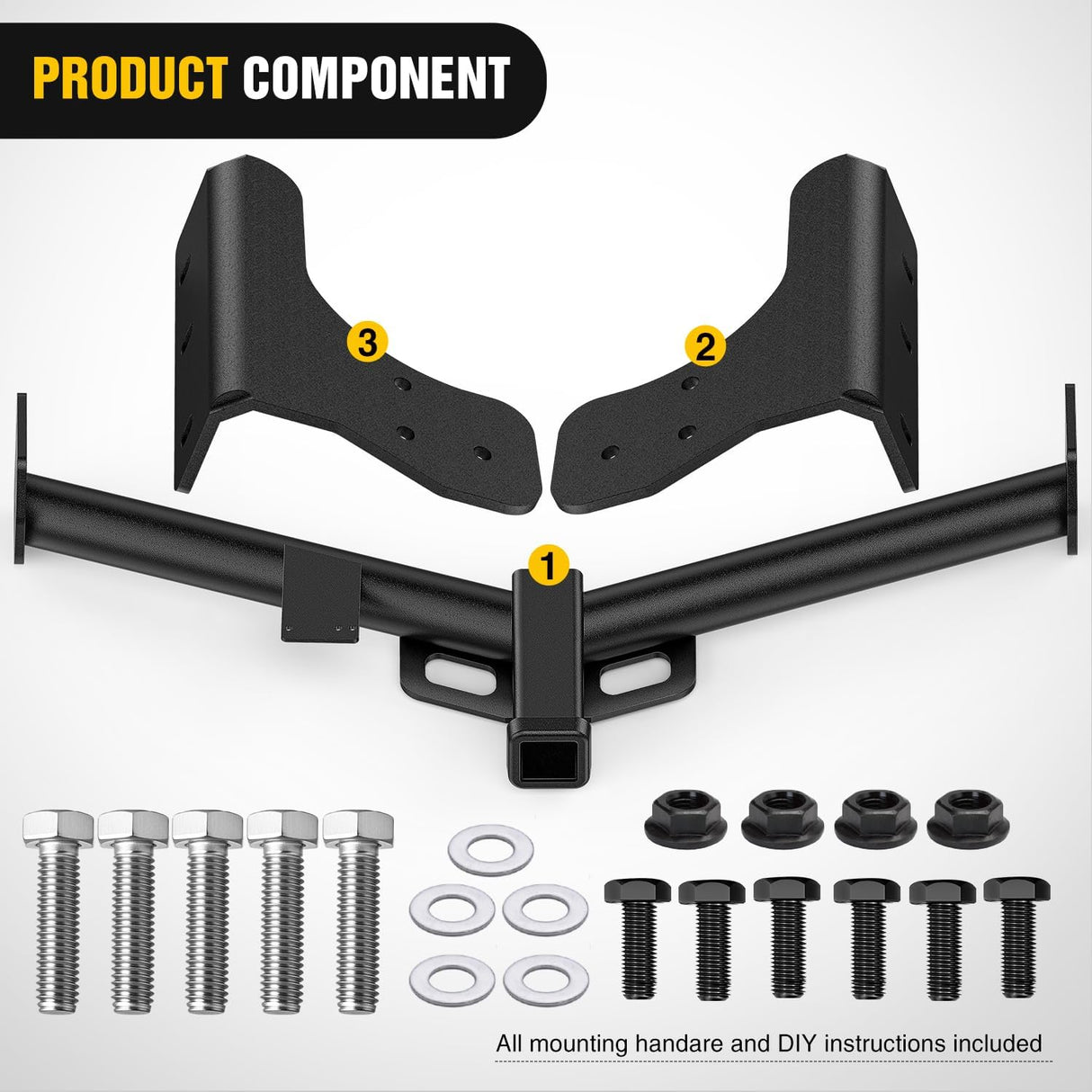 2 Inch Receiver Tow Hitch for Toyota RAV4 2006-2018 | Class 3 Trailer Hitch for 2006 2007 2008 2009 2010 2011 2012 2013 2014 2015 2016 2017 2018 Black Powder Coated