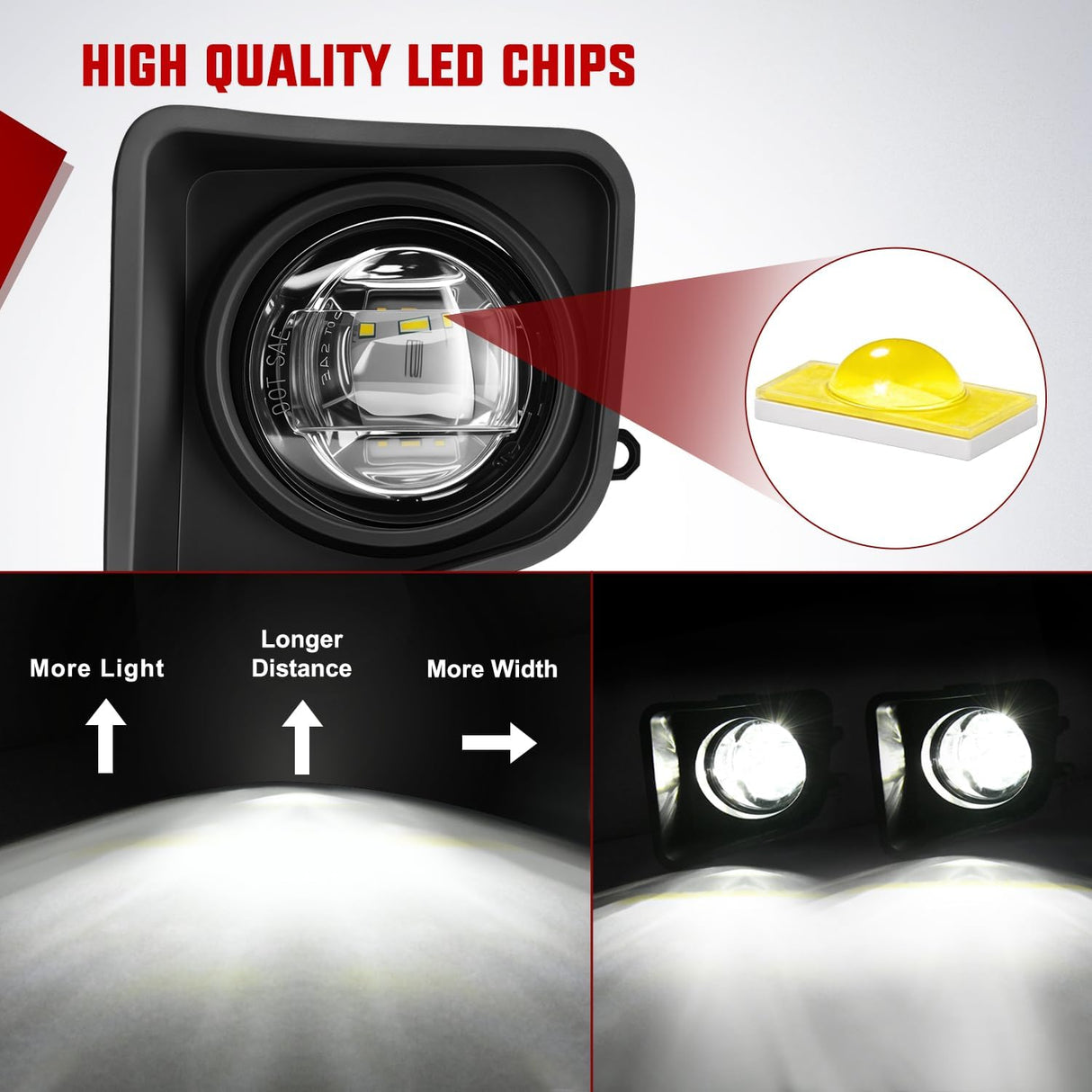 LED Fog Light Assembly Compatible with 2014 2015 2016 2017 2018 2019 2020 2021 Toyota Tundra Fog Lamps with DRL Clear Lens Driver and Passenger Side