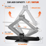 Scissor Jack Kit for Car 1.5 Ton(3307 lbs), Heavy Duty Portable Steel Scissor Lift Jack Car Tire Changing Kit with Ratchet & Lug Wrench for Sedan SUV MPV, 3.9 Inch-13.6 Inch Lifting Range, Black