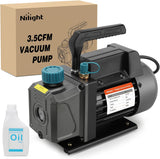 HVAC Vacuum Pump, 3.5 CFM 1/4 HP 110V Single Stage AC Vacuum Pumps Kit for R22 R404a R134a R410a 5 Pa Ultimate Vacuum for Auto Air Conditioning Servicing Refrigerant Recharging, Oil Included