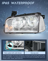 Headlight Assembly Compatible with 2006 2007 2008 2009 2010 Dodge Charger Chrome Housing Clear Reflector Lens Headlights Replacement Bumper Lamp Set Driver and Passenger Side