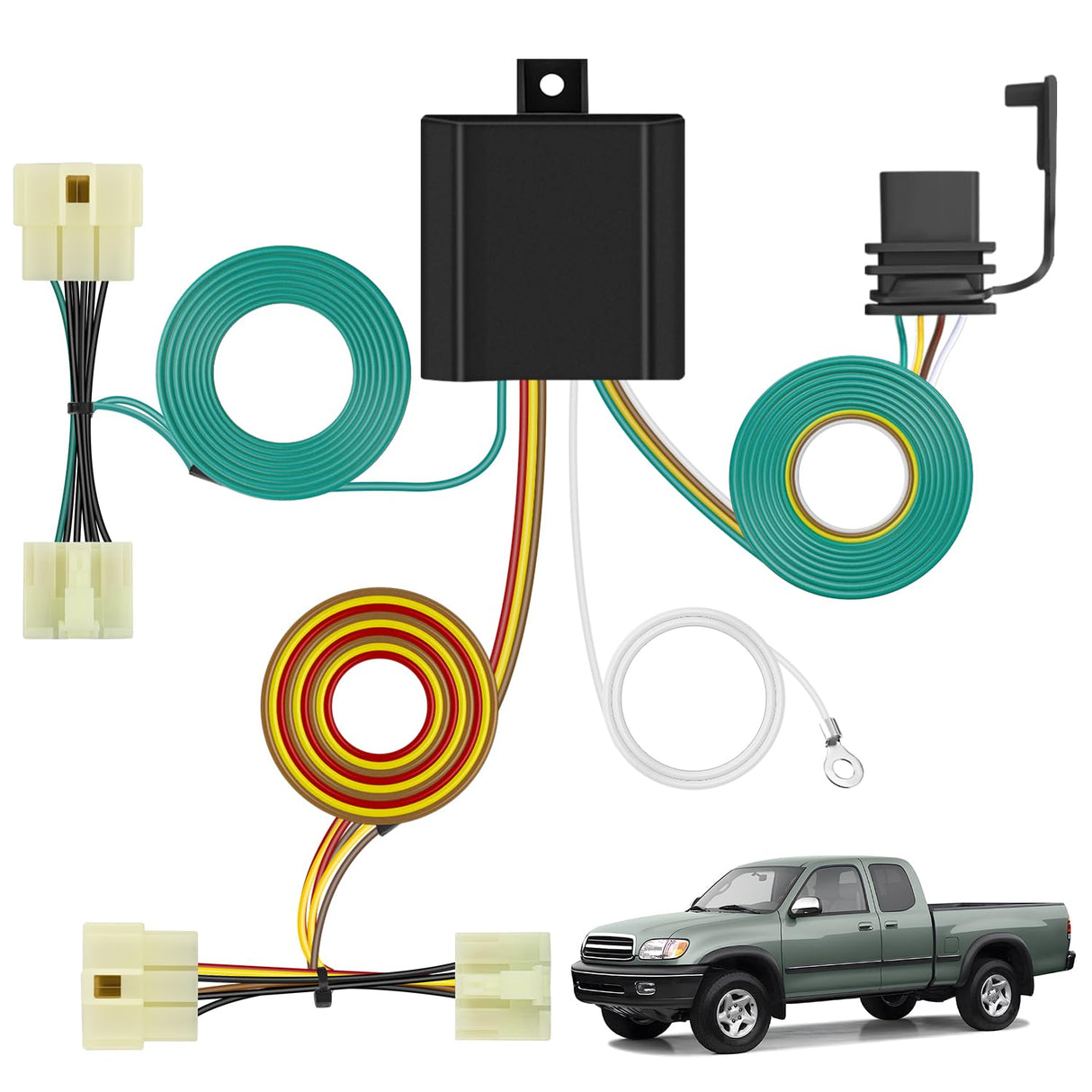 4 Pin Trailer Wiring Harness Kit 55379 Compatible with 1989 1990 1991 1992 1993 1994 1995 Pickup 2000 2001 2002 2003 2004 Tacoma Vehicle Standard 4 Way Hitch Harness