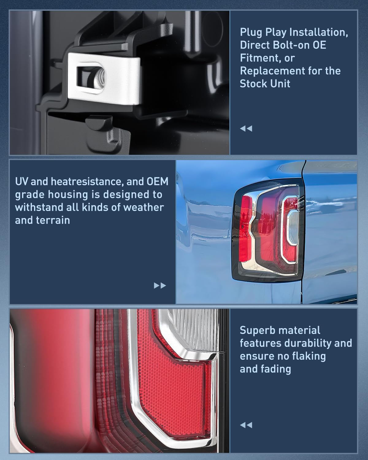 Taillight Assembly Compatible with 2016 2017 2018 GMC Sierra 1500 Tail Light with LED Type OE Style Rear Lamp Replacement Driver Side