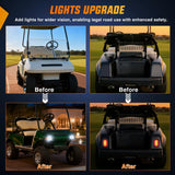 Golf Cart LED Headlight Tail Light Kit with Stop Brake Turn Signals Running Lights Horn 12V for 1993-Up Club Car DS Electric Carts
