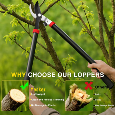 28 Inch Loppers for Tree Trimming Heavy Duty Tree Trimmer Sharp Steel Blade Bypass Loppers Branch Cutter up to 1.5 Inch Dia Cut Capacity Shock-Absorbing Bumper Handle Ideal for Garden Maintenance