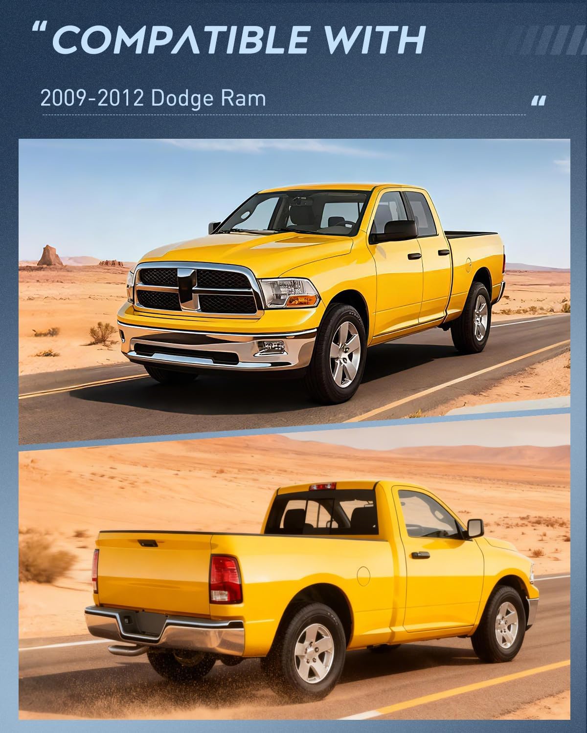 Headlight and Taillight Assembly Combo Compatible with 2009 2010 2011 2012 Dodge Ram 1500 2500 3500 OE Style Chrome Housing Amber Reflector with Red Housing Tail Lights