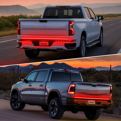 Truck Tailgate Light Strip 60 Inch Quad Row 648 LED Strip with Red Running Brake Lights White Reverse Lamp Amber Turn Signals