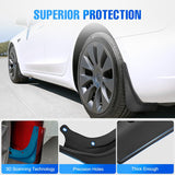 Mud Flaps for Tesla Model 3 2017 2018 2019 2020 2021 2022 2023, No Drilling Precision Fit Exterior Accessories Heavy-Duty Splash Guards Protection, Front & Rear Set