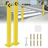 Safety Bollard, 48 inches Height Steel Bollard Post High High Visibility, 2 Pack