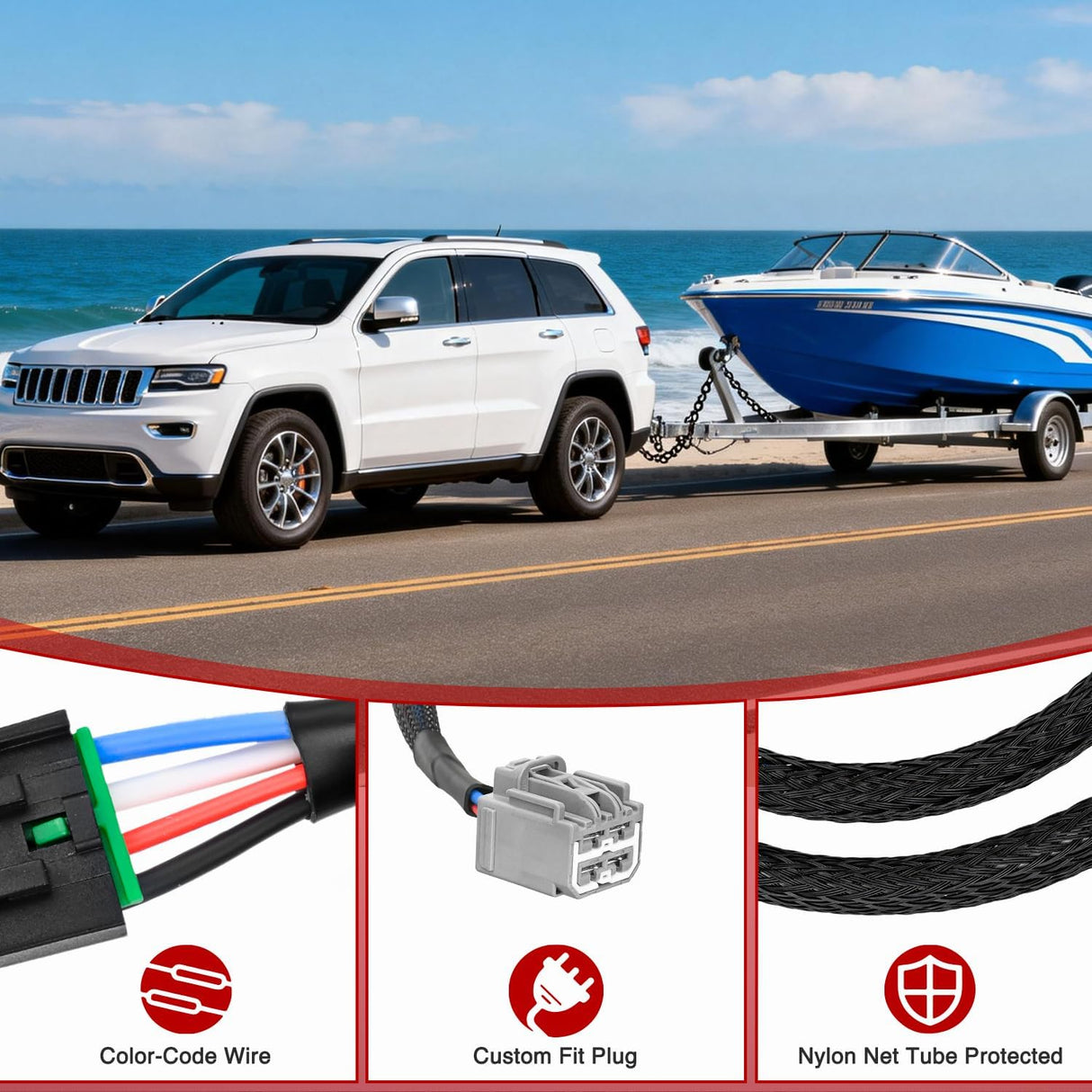 Wiring Harness Kit Brake Controller Wiring Harness Adapter for Dodge Durango 2011-2021 Jeep Grand Cherokee 2011-2021 Chrysler Pacifica 2017-2021 Factory Towing Package Required Towing Hitch Trailer RV