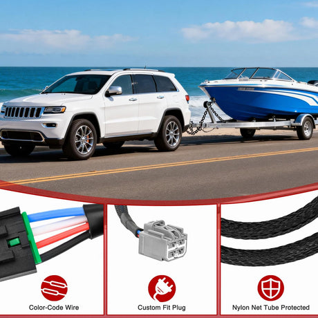 Wiring Harness Kit Brake Controller Wiring Harness Adapter for Dodge Durango 2011-2021 Jeep Grand Cherokee 2011-2021 Chrysler Pacifica 2017-2021 Factory Towing Package Required Towing Hitch Trailer RV
