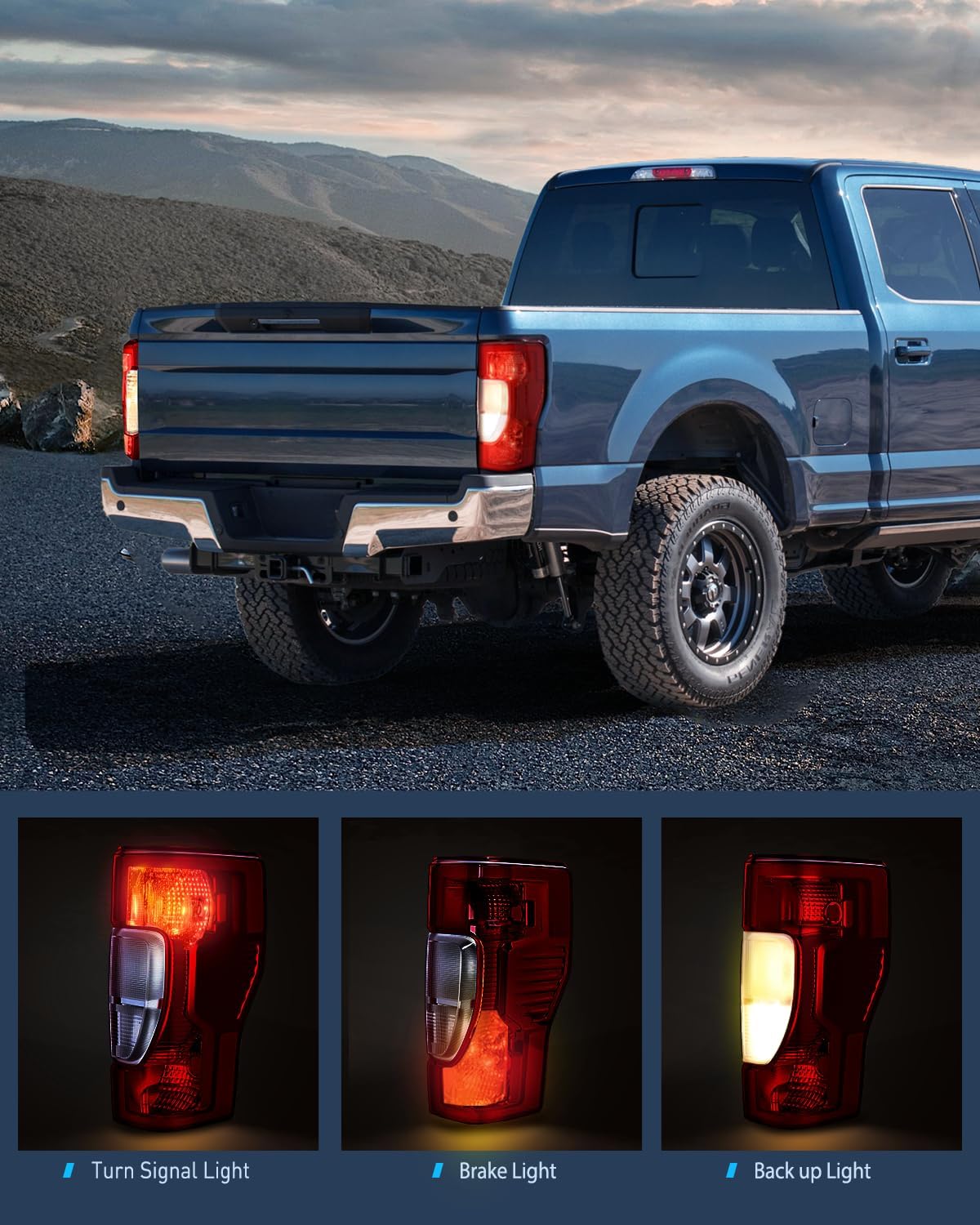 Taillight Assembly Compatible with 2020 2021 2022 Ford F250 F350 Super Duty Non Blind Spot Halogen Type Rear Tail Light Driver and Passenger Side